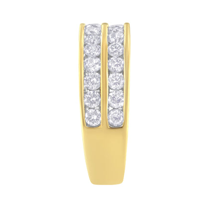 10K Yellow Gold Two-Row Diamond Band Ring (1 Cttw, J-K Color, I1-I2 Clarity) - Size 6 Bids.com