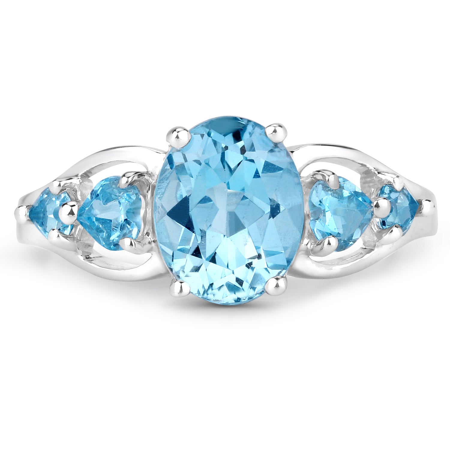 3.37 Carat Genuine Swiss Blue Topaz .925 Sterling Silver Ring Bids.com