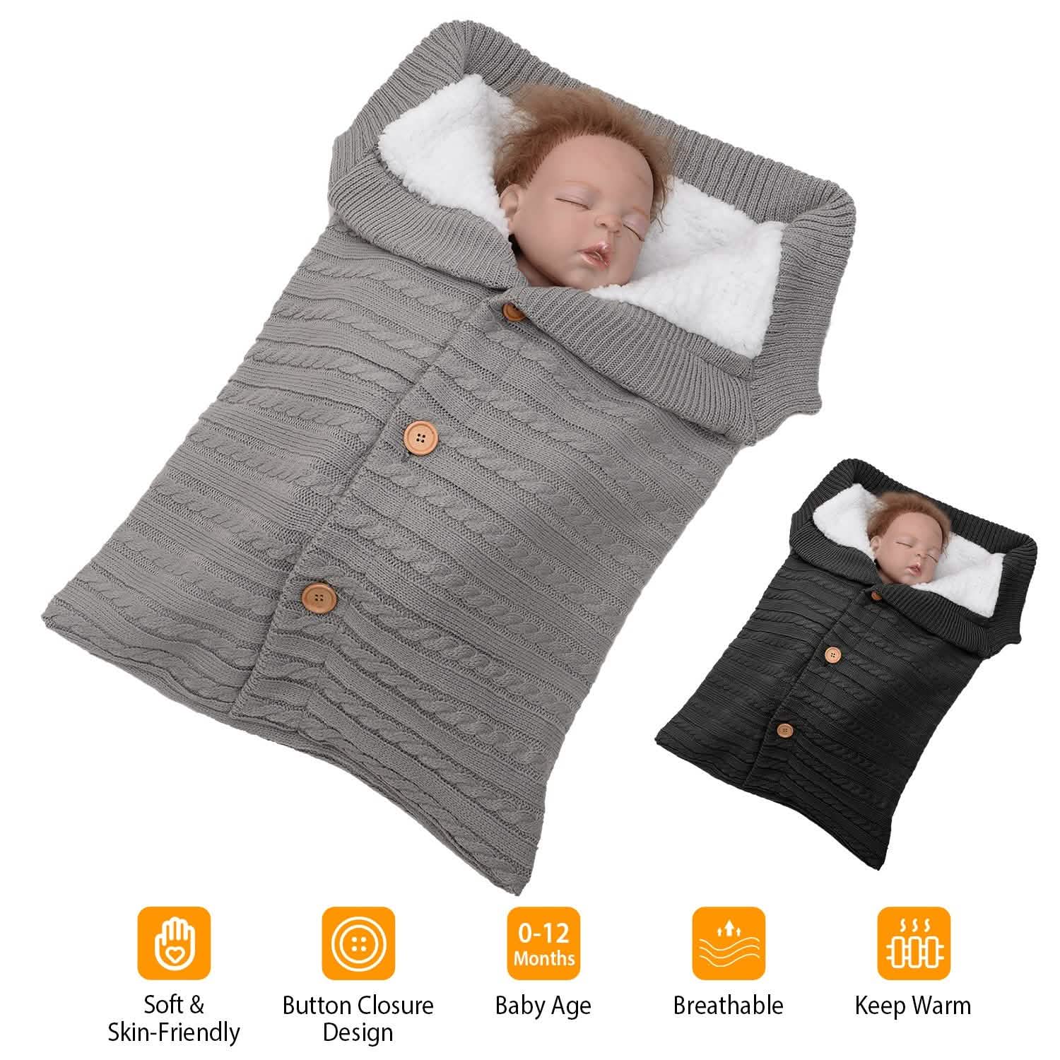 Baby Knit Swaddle Blanket Wrap with Buttons DailySale