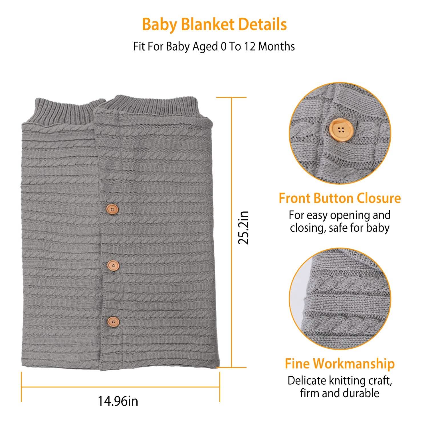 Baby Knit Swaddle Blanket Wrap with Buttons DailySale