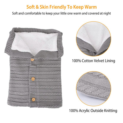 Baby Knit Swaddle Blanket Wrap with Buttons DailySale