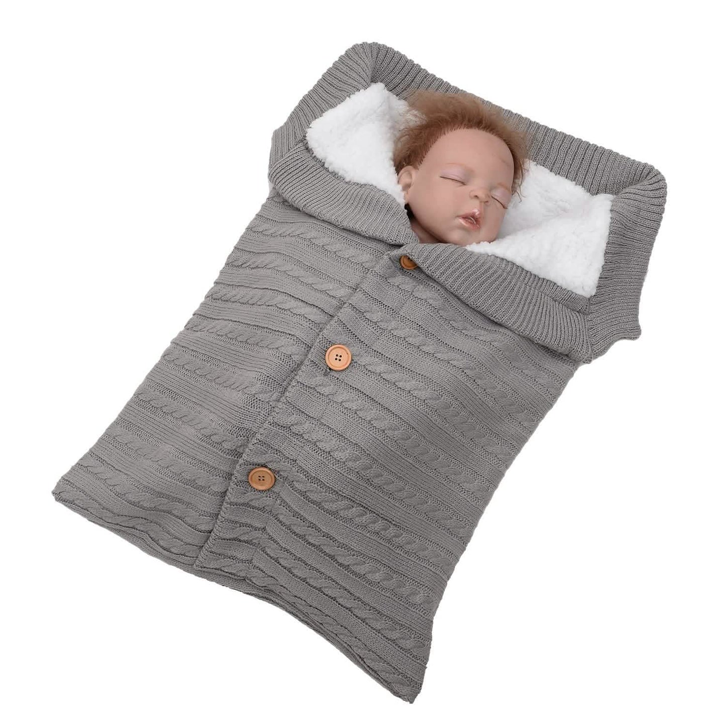 Baby Knit Swaddle Blanket Wrap with Buttons DailySale