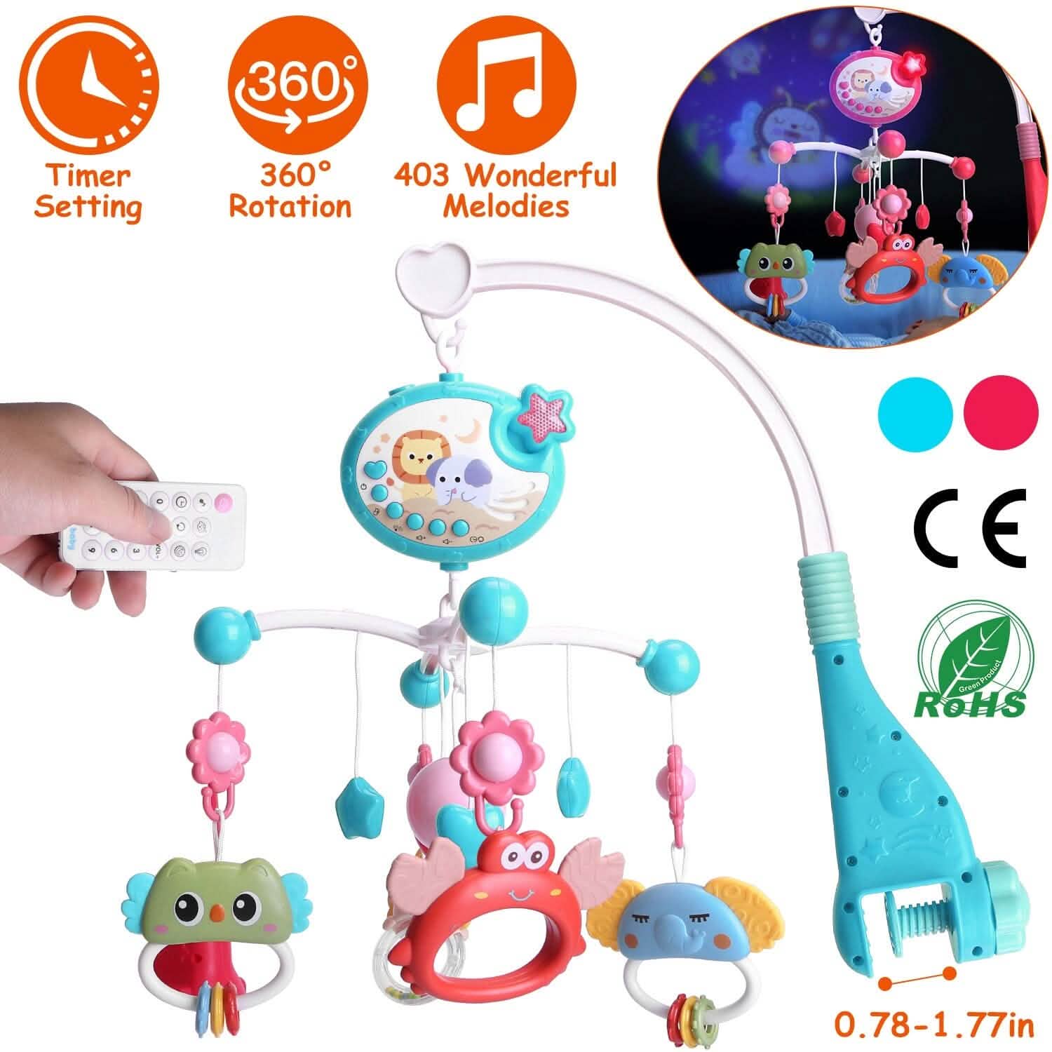 Baby Musical Crib Bed Bell Rotating Mobile Star Projection DailySale