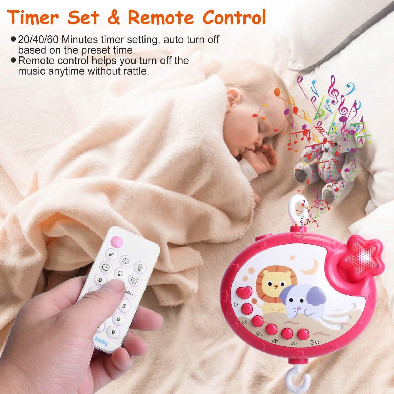 Baby Musical Crib Bed Bell Rotating Mobile Star Projection DailySale