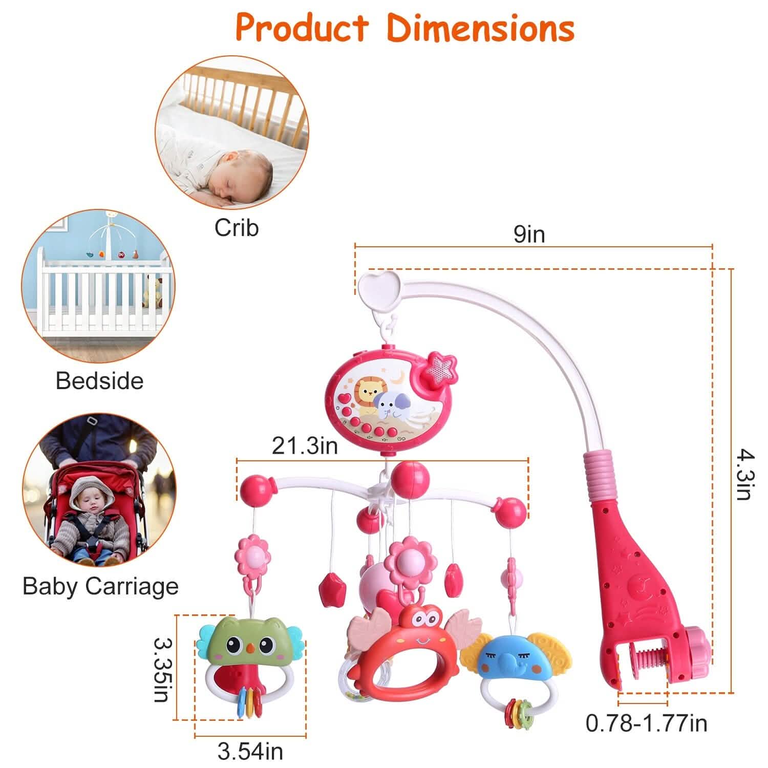 Baby Musical Crib Bed Bell Rotating Mobile Star Projection DailySale