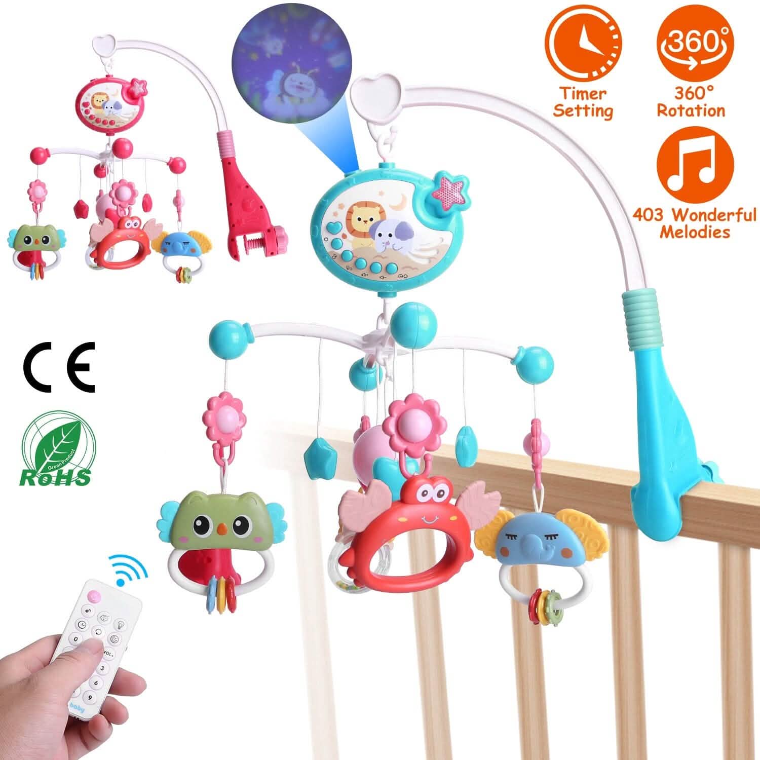 Baby Musical Crib Bed Bell Rotating Mobile Star Projection DailySale