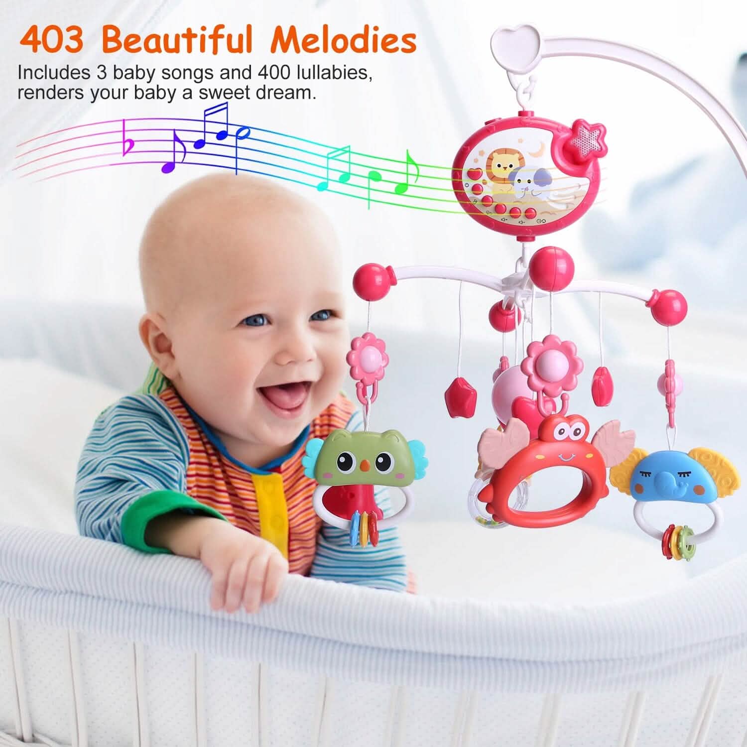 Baby Musical Crib Bed Bell Rotating Mobile Star Projection DailySale