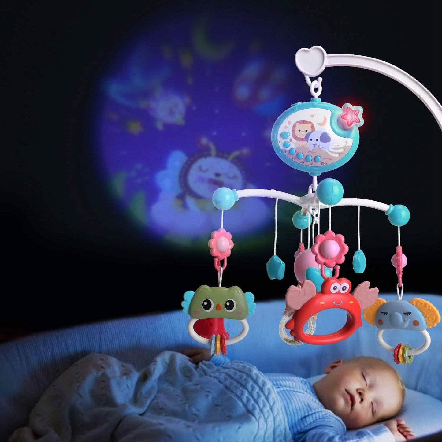Baby Musical Crib Bed Bell Rotating Mobile Star Projection DailySale