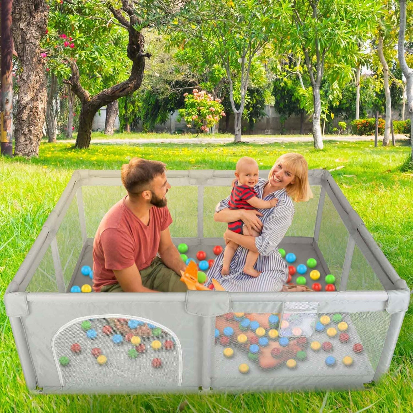 Baby Playpen with Anti-Suction Base Zipper Door DailySale