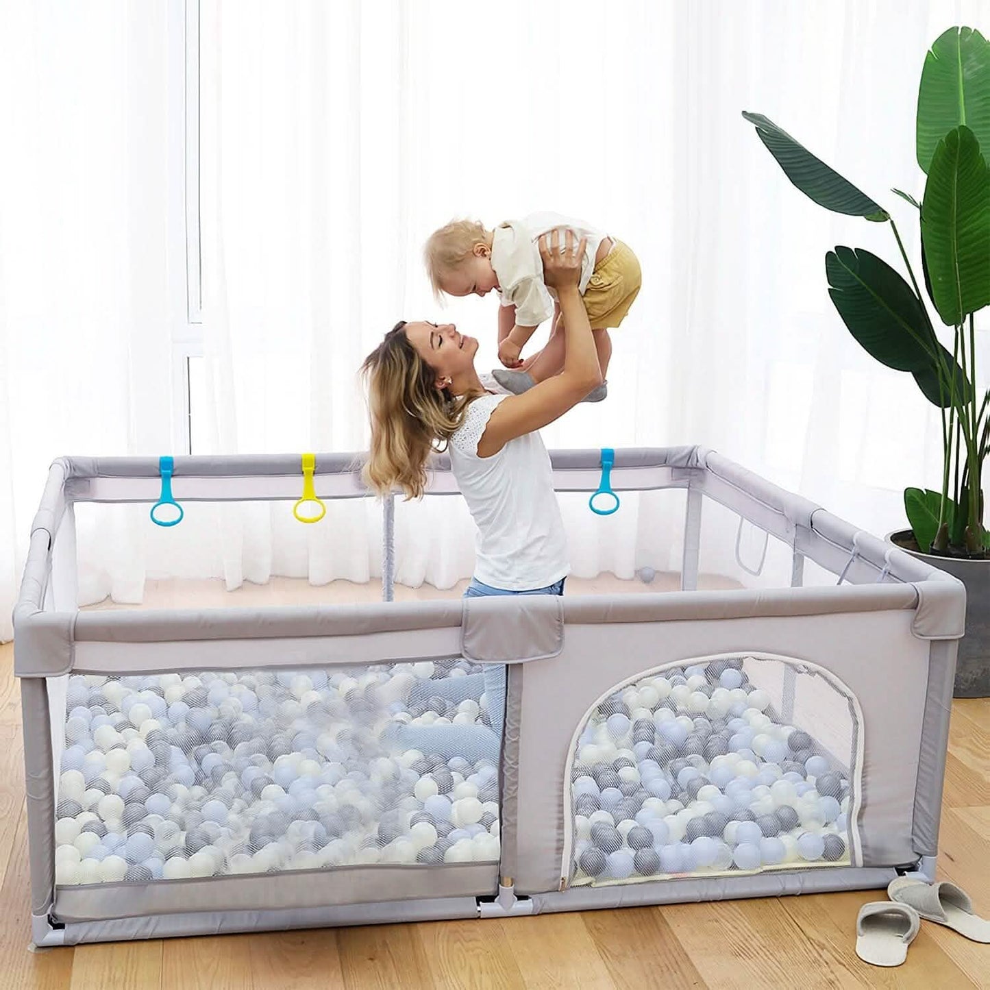 Baby Playpen with Anti-Suction Base Zipper Door DailySale