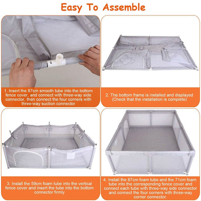 Baby Playpen with Anti-Suction Base Zipper Door DailySale