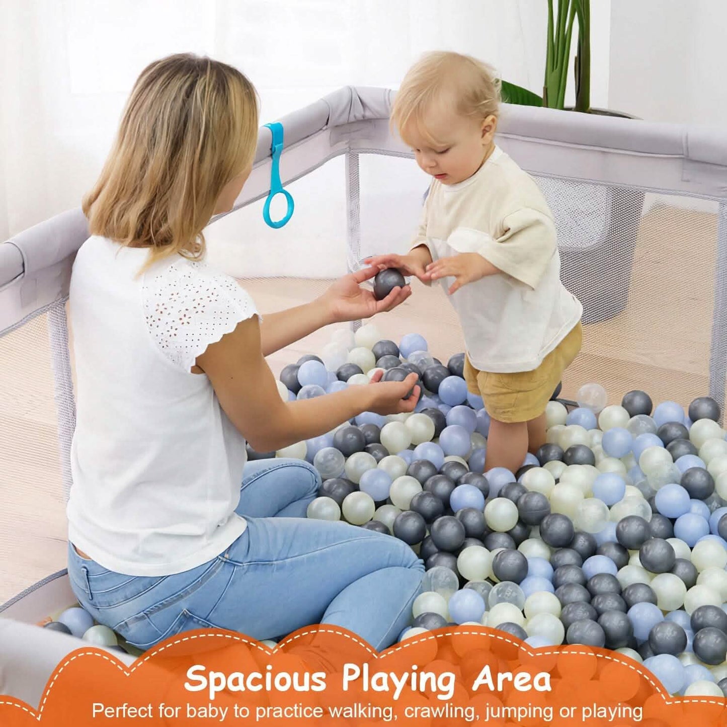 Baby Playpen with Anti-Suction Base Zipper Door DailySale