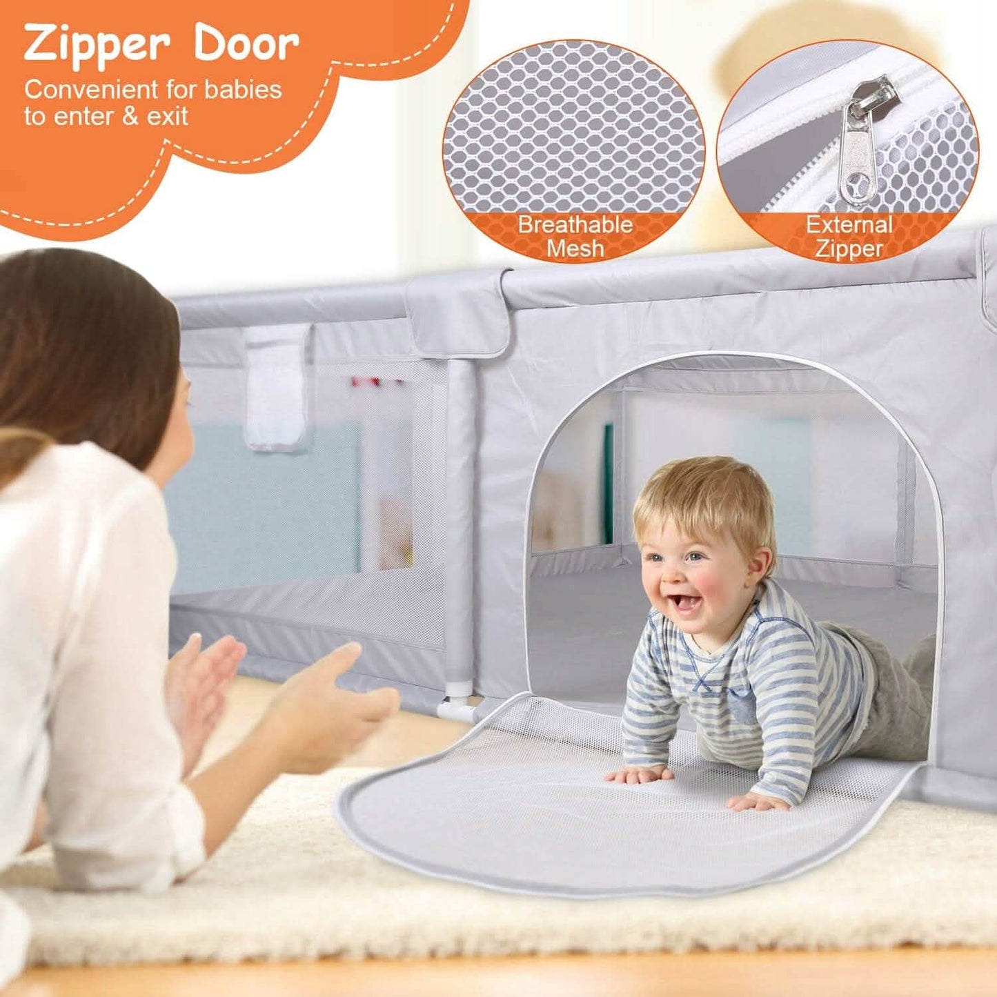 Baby Playpen with Anti-Suction Base Zipper Door DailySale
