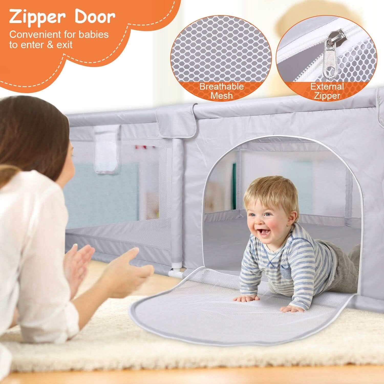 Baby Playpen with Anti-Suction Base Zipper Door DailySale