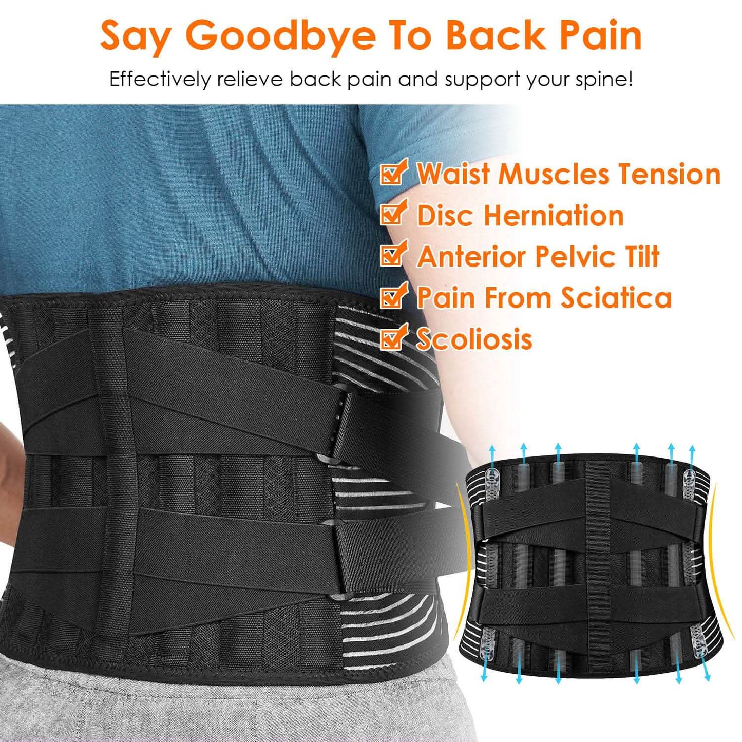 Back Support Brace Breathable Mesh Lumbar Support Belt DailySale