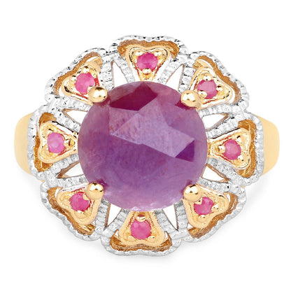 14K Yellow Gold Plated 5.55 Carat Genuine Pink Sapphire & Ruby .925 Sterling Silver Ring Bids.com
