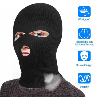 Balaclava Face Mask 3-Hole Knitted Windproof Ski Mask Full Face Cover DailySale