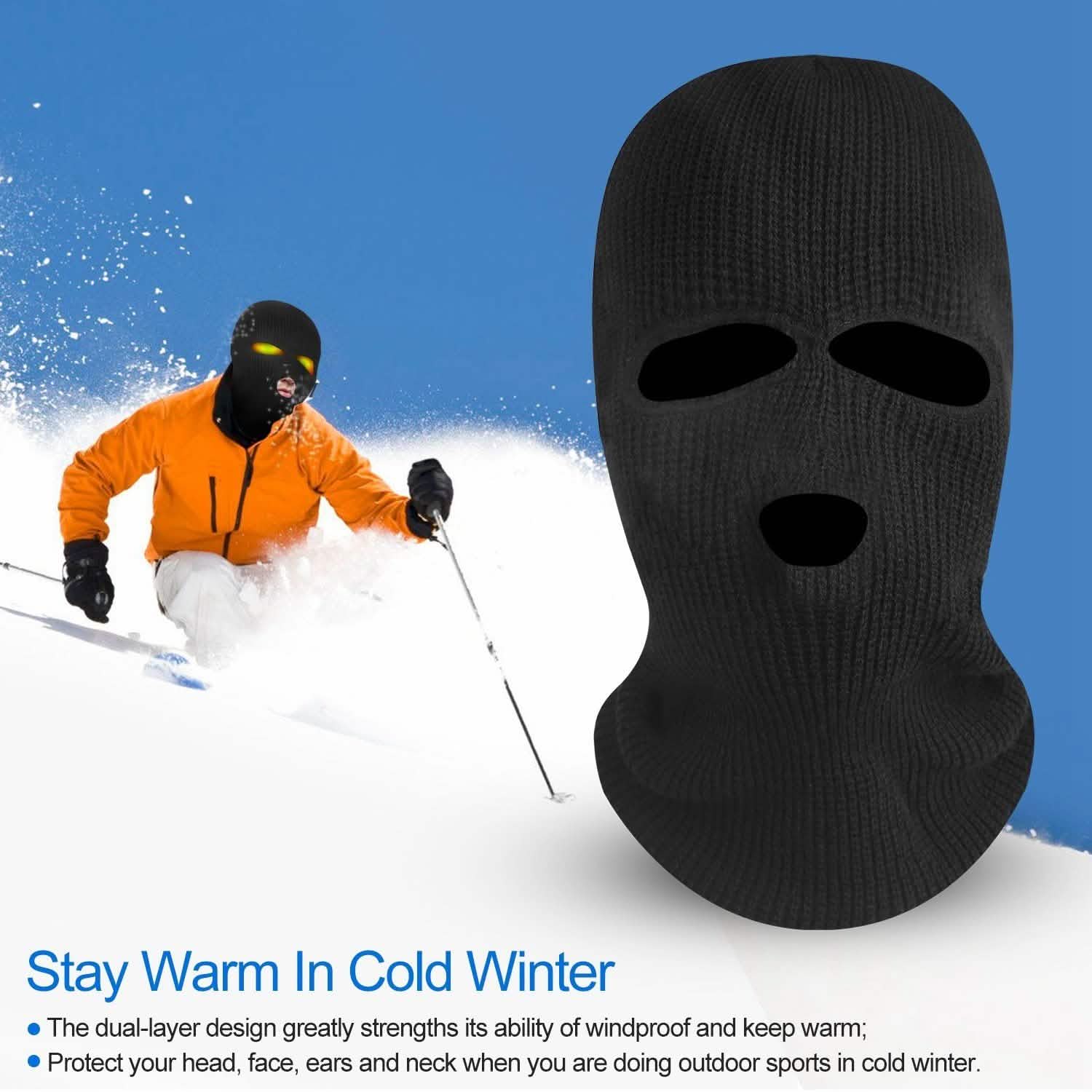 Balaclava Face Mask 3-Hole Knitted Windproof Ski Mask Full Face Cover DailySale