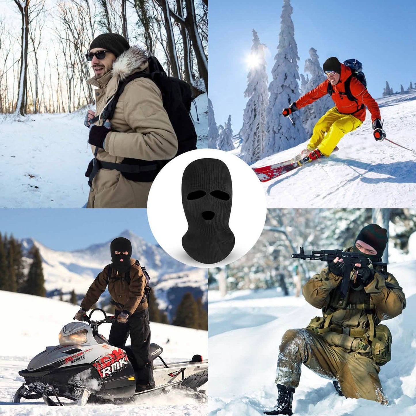 Balaclava Face Mask 3-Hole Knitted Windproof Ski Mask Full Face Cover DailySale