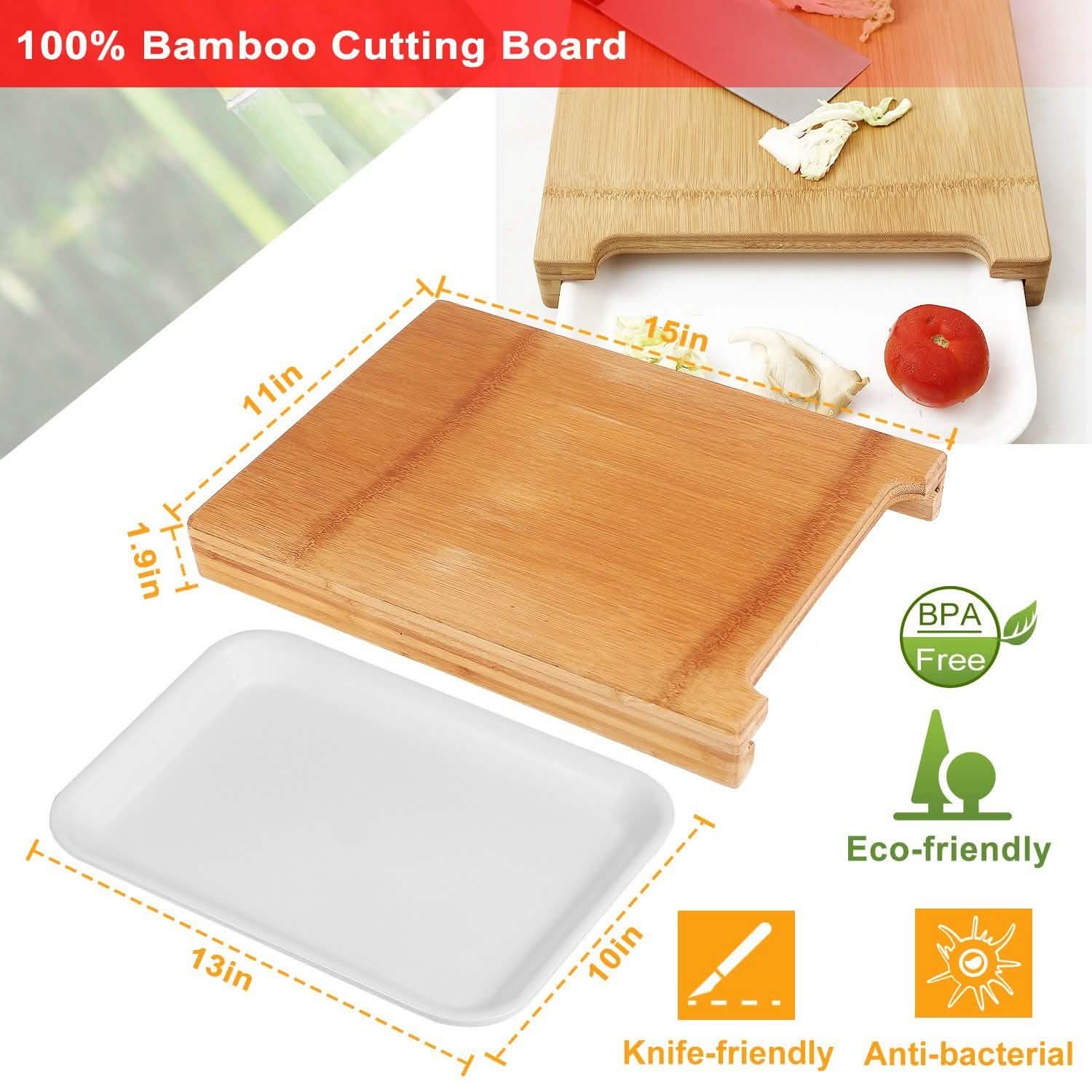 Bamboo Cutting Board with Sliding Draw Tray DailySale