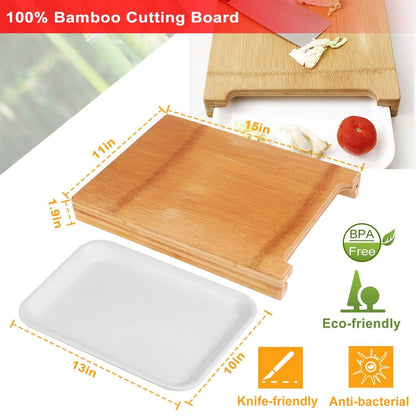 Bamboo Cutting Board with Sliding Draw Tray DailySale