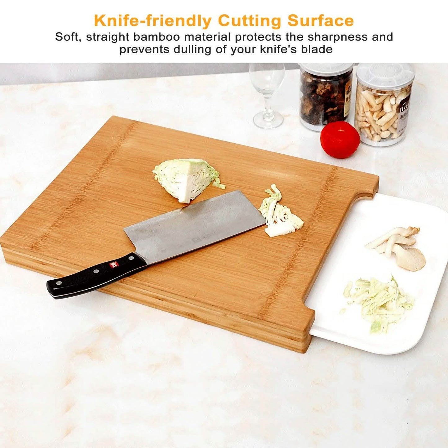 Bamboo Cutting Board with Sliding Draw Tray DailySale