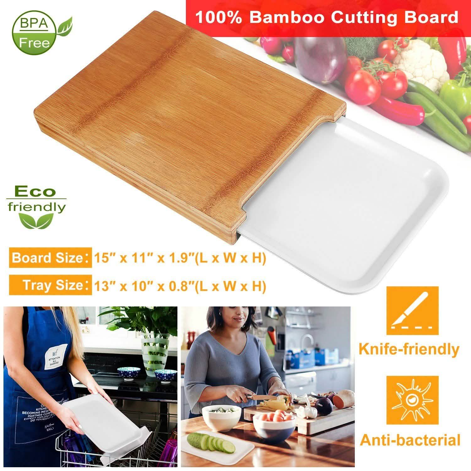 Bamboo Cutting Board with Sliding Draw Tray DailySale