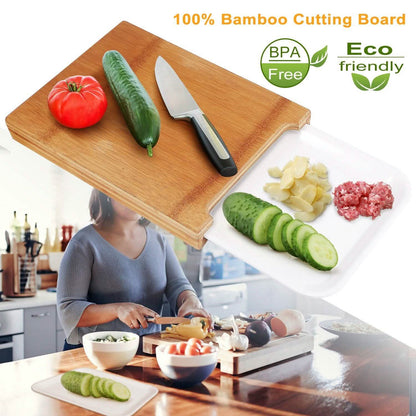 Bamboo Cutting Board with Sliding Draw Tray DailySale