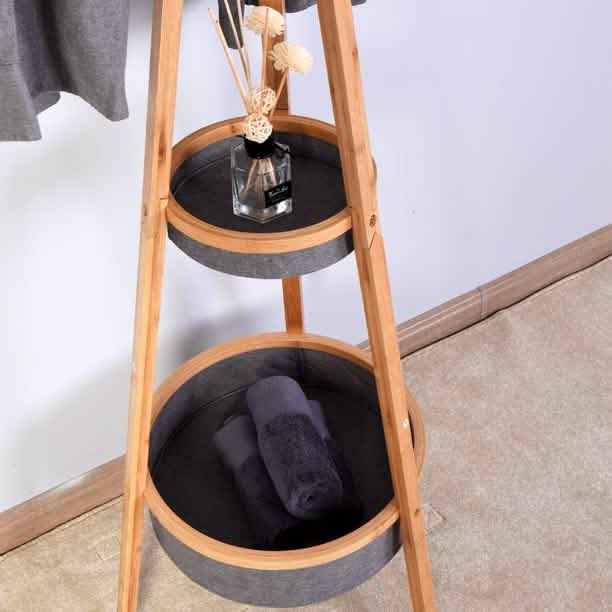 Bamboo Hanger with Storage Rack Living Room Bedroom DailySale