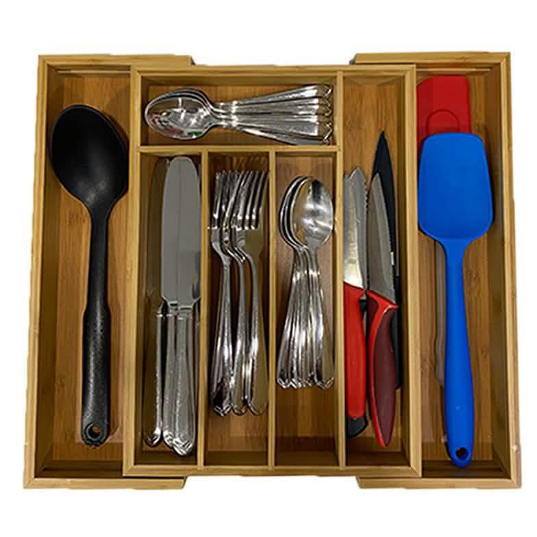 Bamboo Kitchen Drawer Organizer DailySale