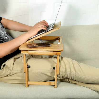 Bamboo Laptop Desk with Side Storage Drawer DailySale