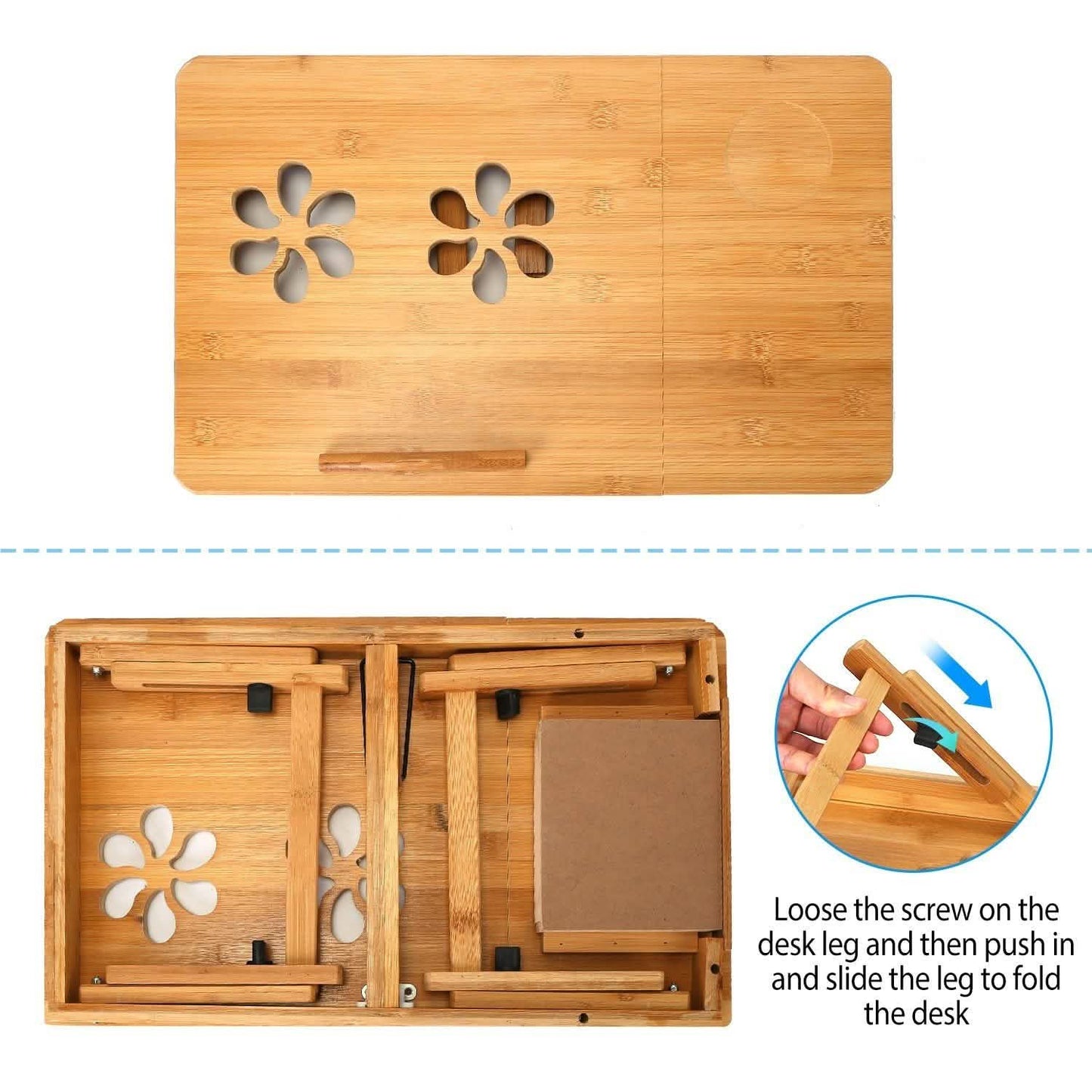 Bamboo Laptop Desk with Side Storage Drawer DailySale