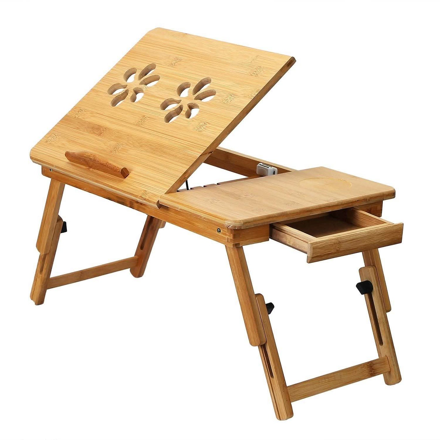 Bamboo Laptop Desk with Side Storage Drawer DailySale