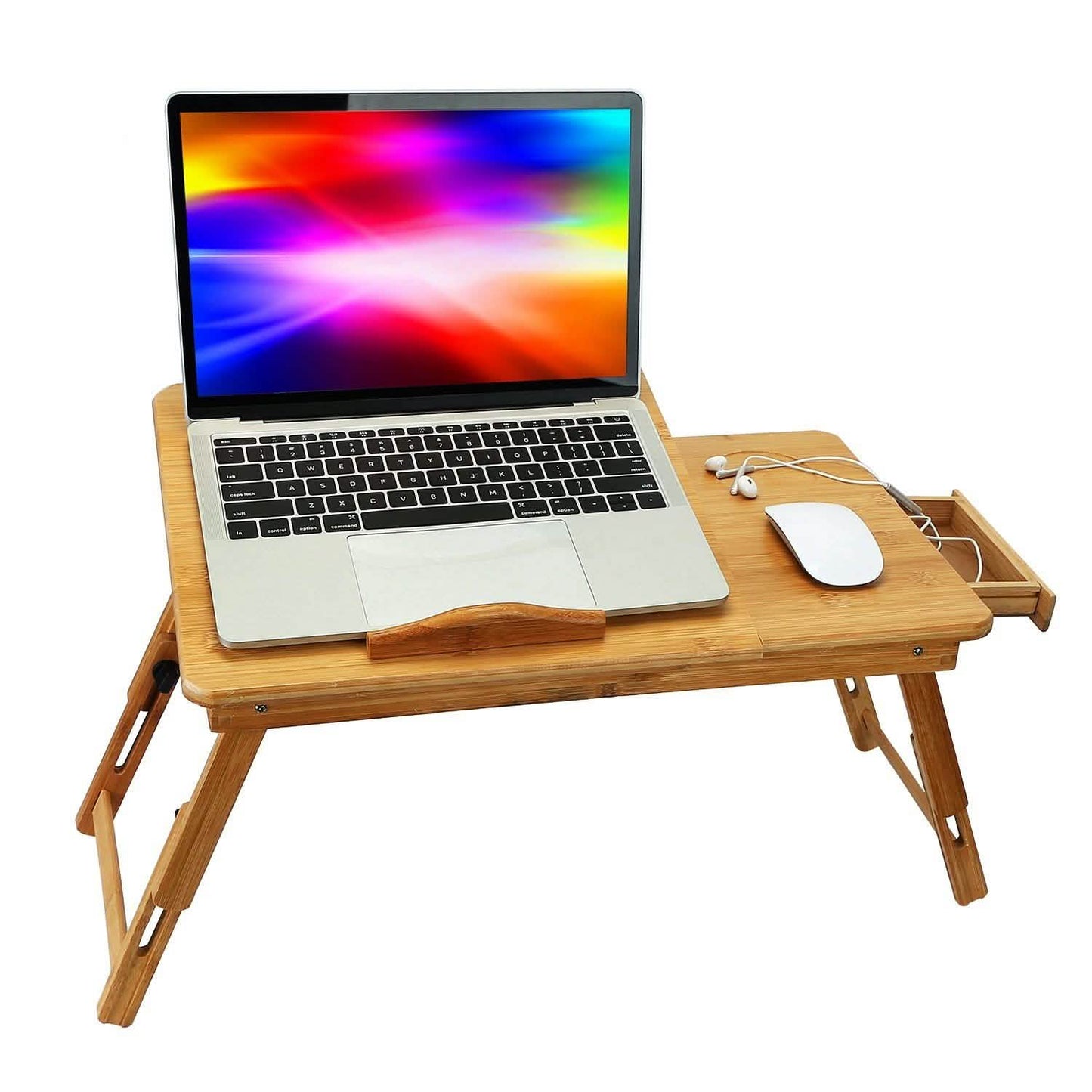 Bamboo Laptop Desk with Side Storage Drawer DailySale