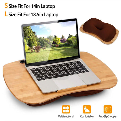 Bamboo Laptop Lap Desk with Pillow Cushion Stand Holder Table DailySale