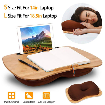 Bamboo Laptop Lap Desk with Pillow Cushion Stand Holder Table DailySale