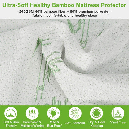 Bamboo Mattress Protector Hypoallergenic Waterproof Mattress Pad Cover DailySale