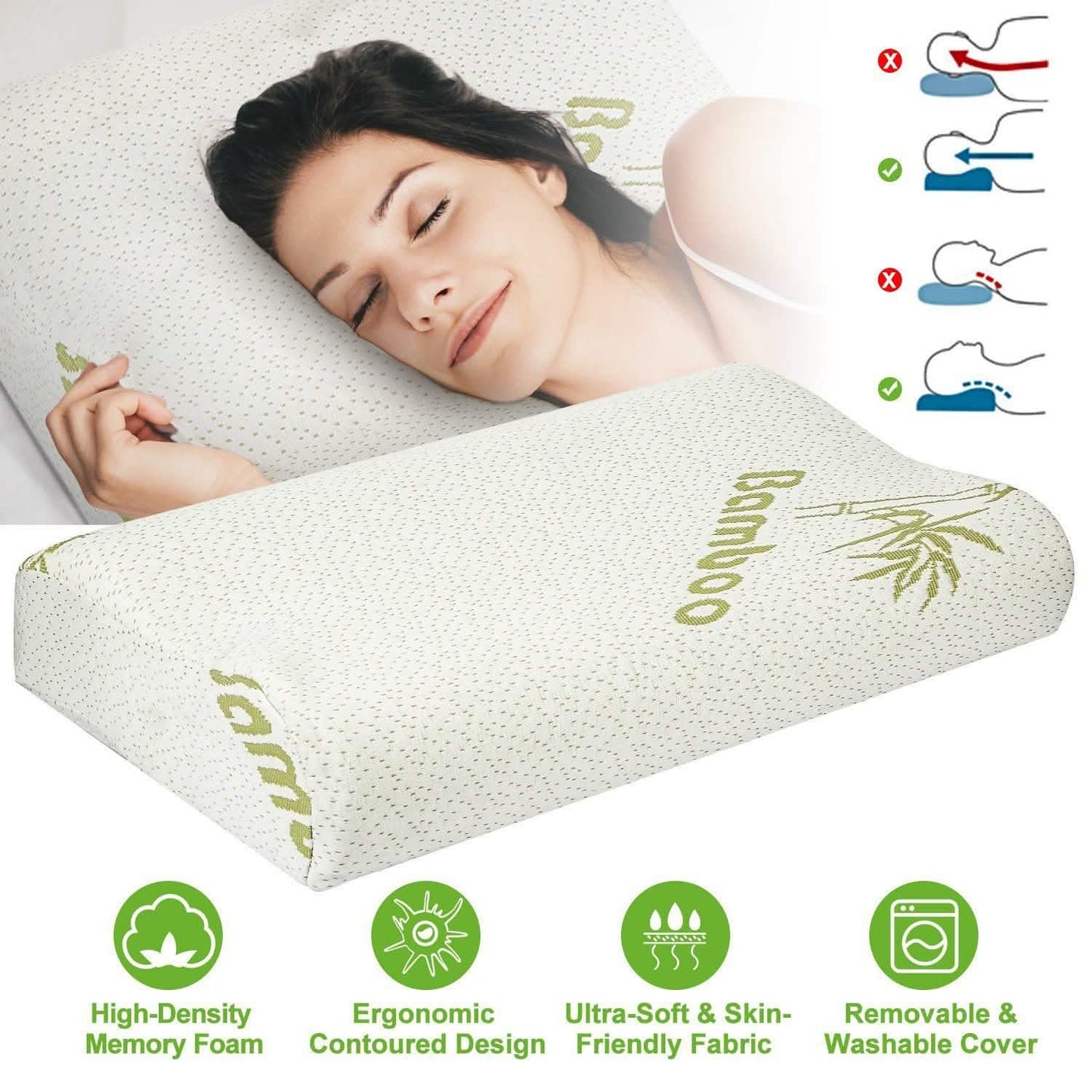 Bamboo Memory Foam Sleep Pillow DailySale
