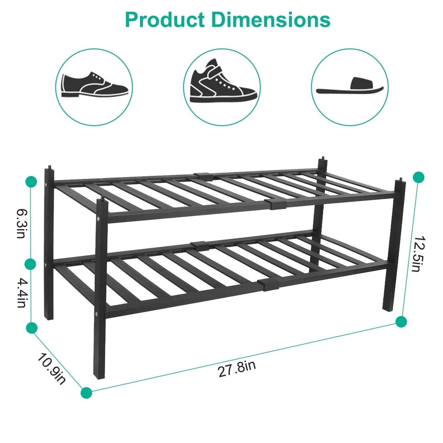 Bamboo Shoe Rack 2-Tier Stackable Shoe Shelf DailySale