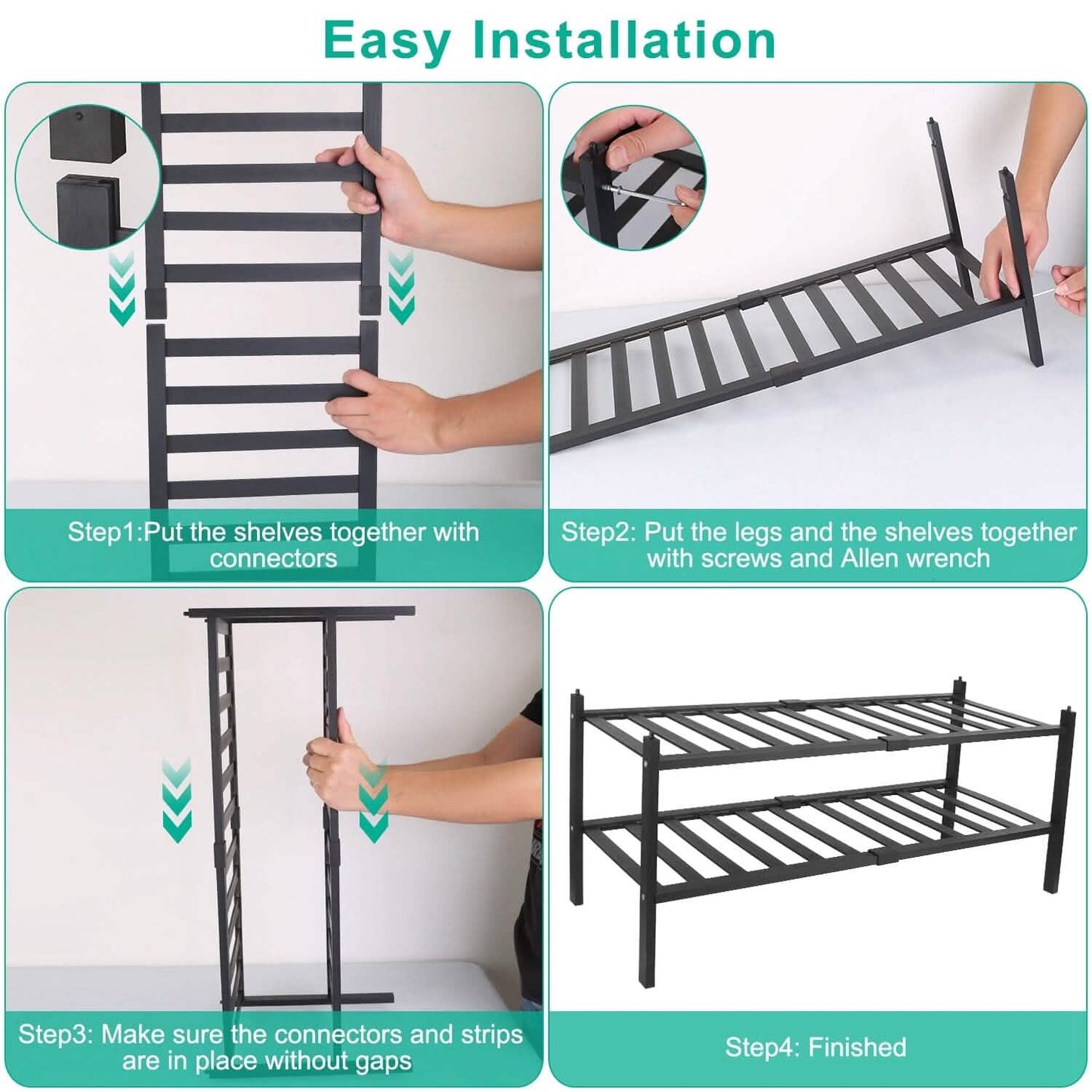 Bamboo Shoe Rack 2-Tier Stackable Shoe Shelf DailySale