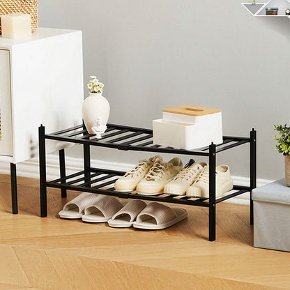 Bamboo Shoe Rack 2-Tier Stackable Shoe Shelf DailySale
