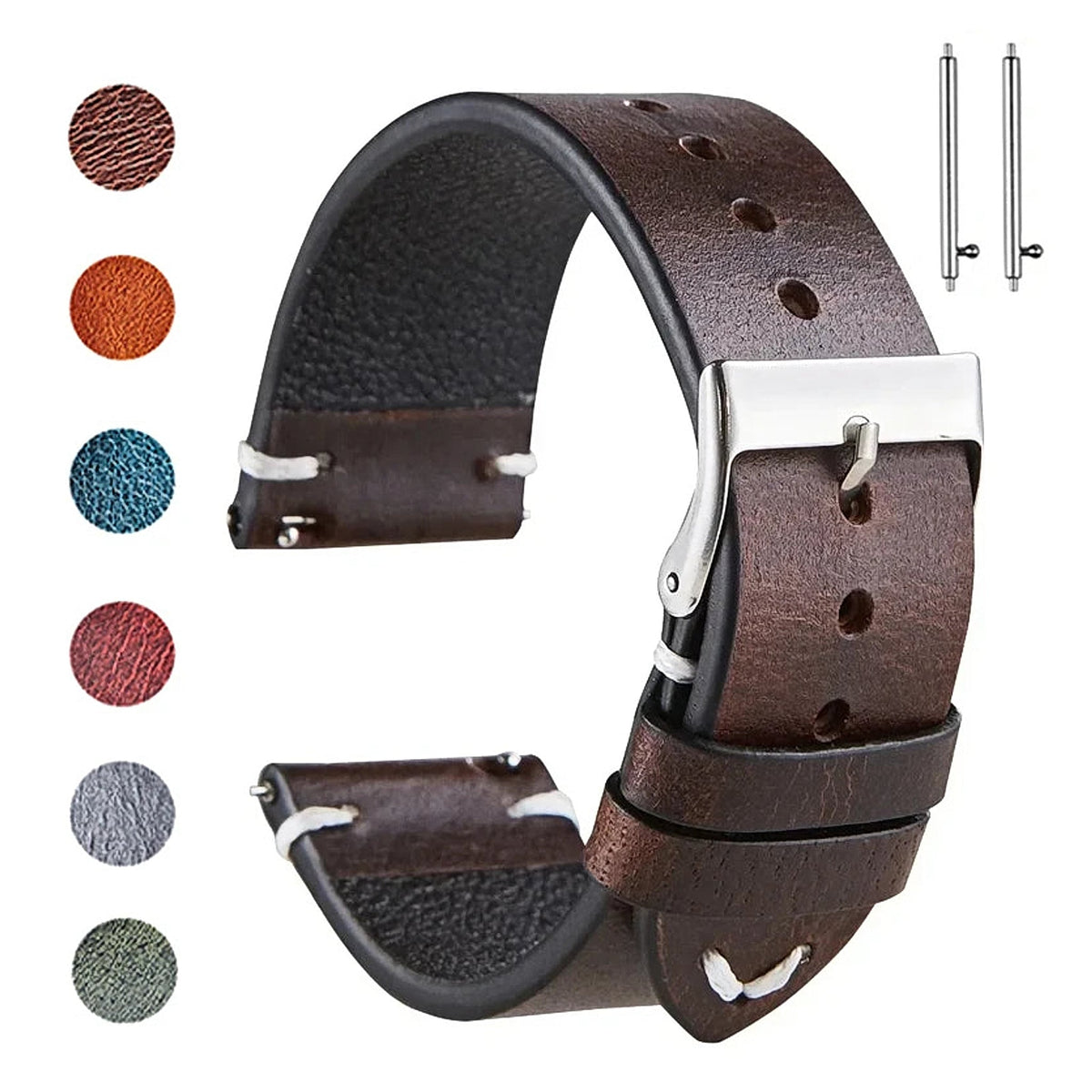 COROS PACE & APEX Oil-Waxed Leather Band with Accent Stitching BandsCo Straps