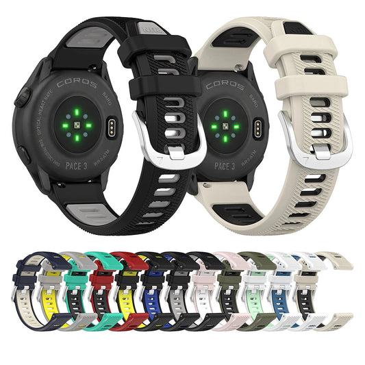 COROS PACE & APEX Two-Tone Silicone Band with Silver Buckle BandsCo Straps