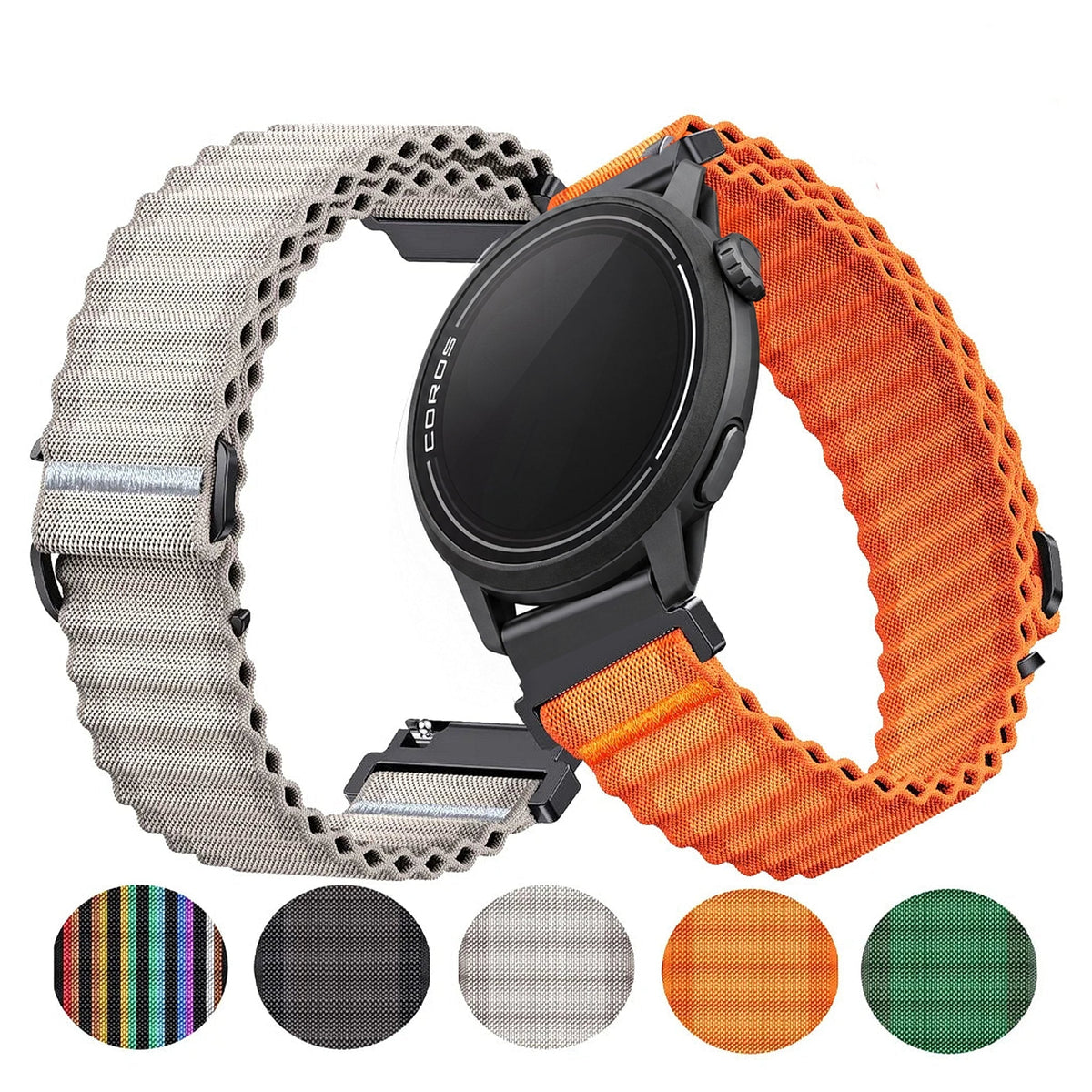 COROS PACE & APEX Ribbed Nylon Loop Band with Metal Hook BandsCo Straps