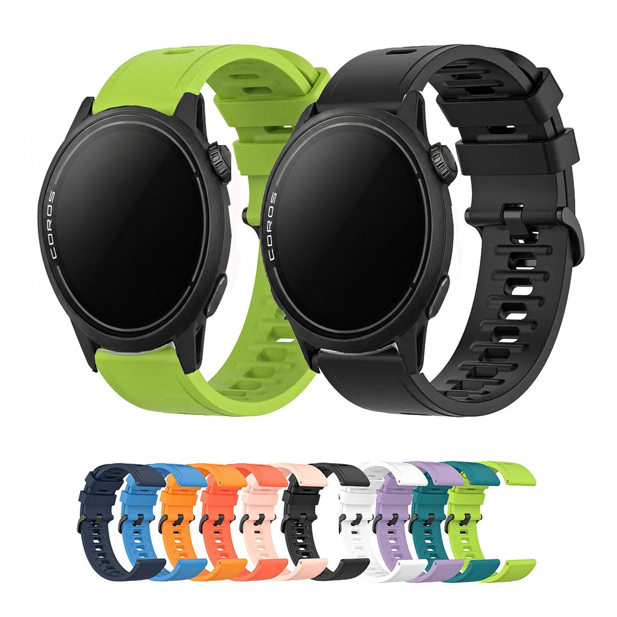 COROS PACE & APEX Silicone Sport Band with Black Buckle BandsCo Straps