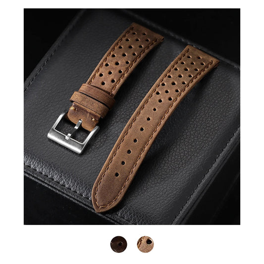 Motorola Moto Watch Perforated Leather Band, Polished or Matte BandsCo Straps