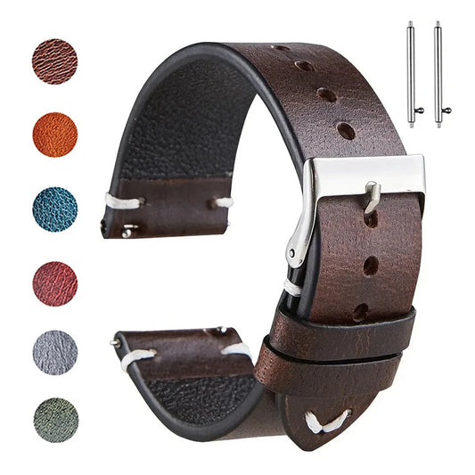 Motorola Moto Watch Oil-Waxed Leather Band, Quick Release BandsCo Straps