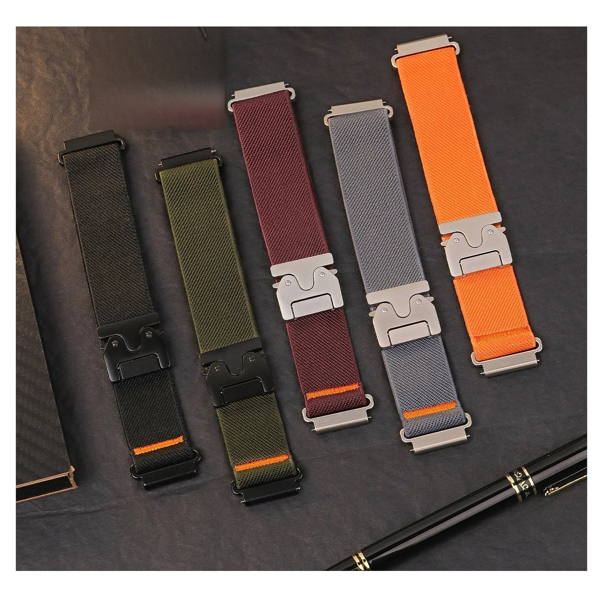 Motorola Moto Watch Stretch Nylon Band with Metal Clip Clasp BandsCo Straps