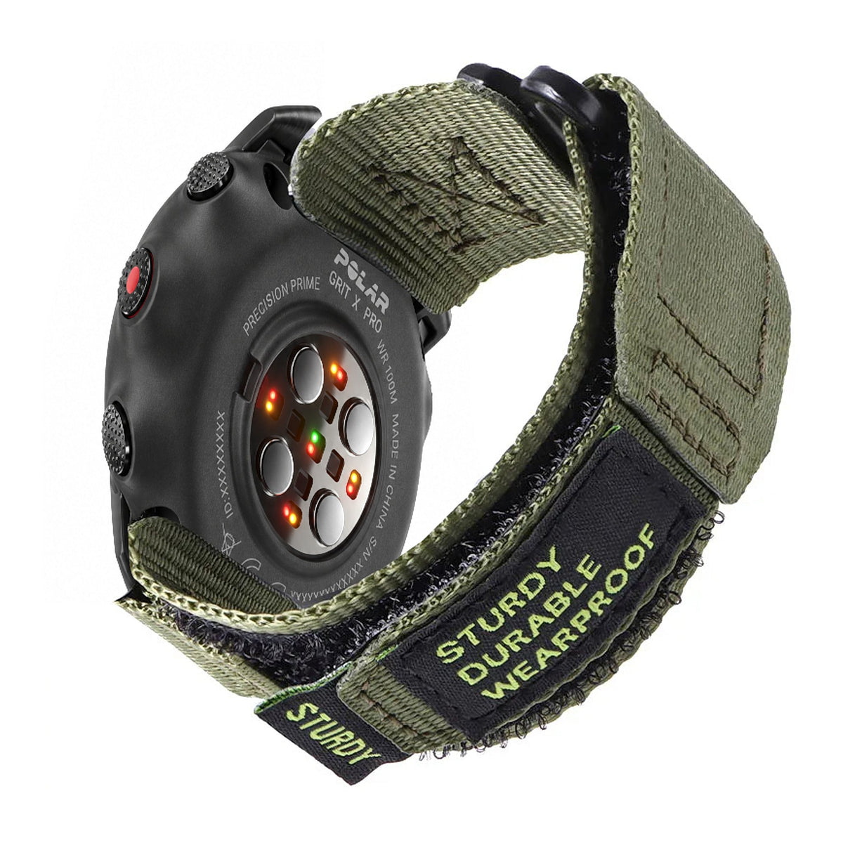 Polar Vantage, Grit X & Ignite Nylon Hook-and-Loop Band, Metal Ring BandsCo Straps
