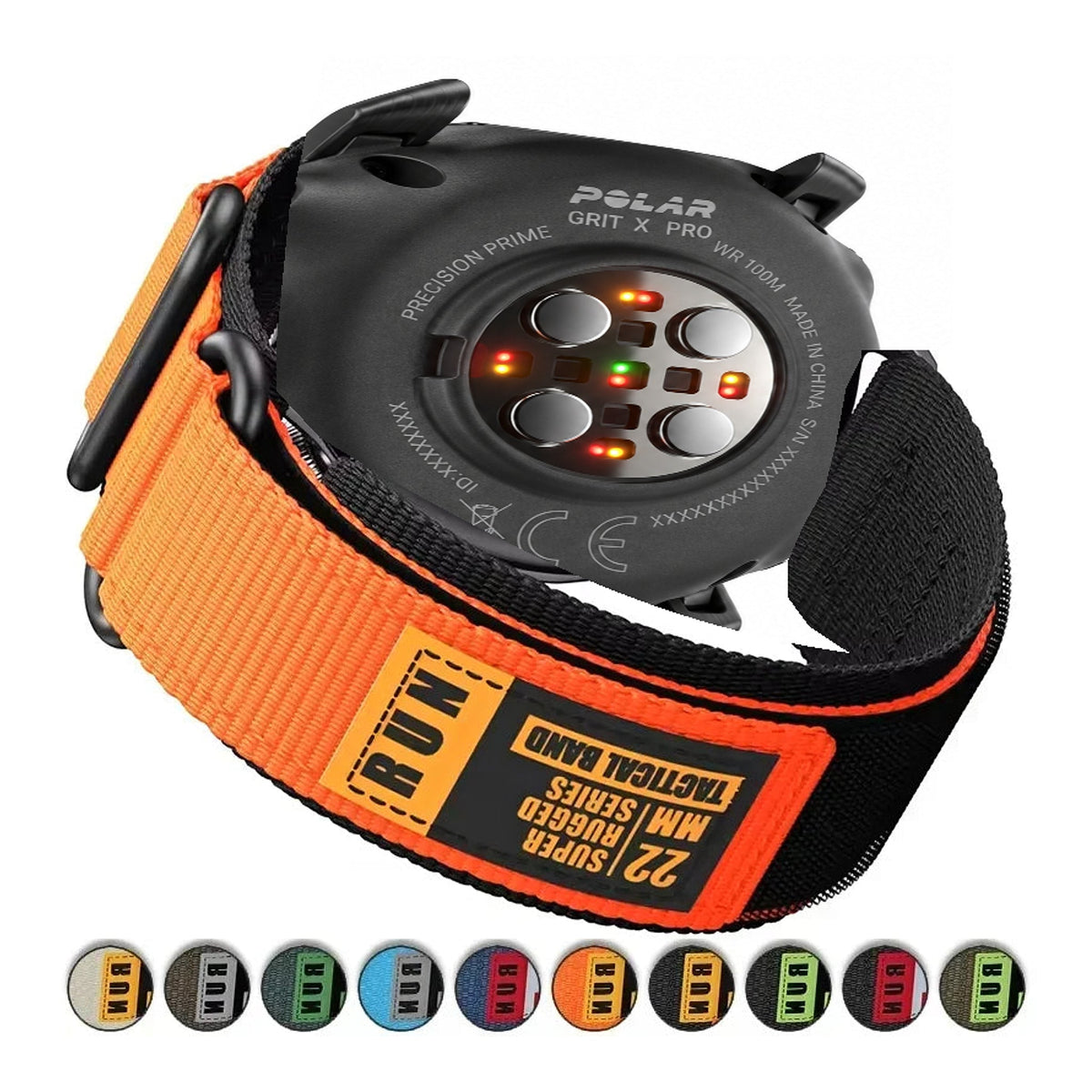 Polar Vantage, Grit X & Ignite Nylon Sport Loop Band with Rubber Tag BandsCo Straps